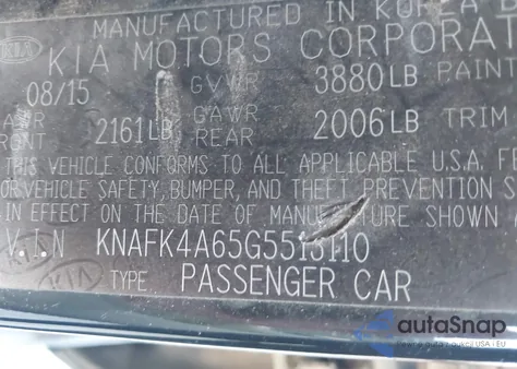 2016 Kia Forte Lx z USA, uszkodzony, nr VIN KNAFK4A65G5513110